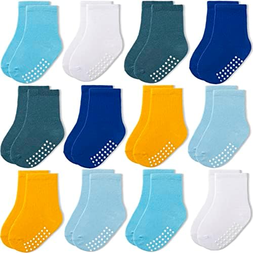 JAKIDAR, 12 комплектов детских носков, хлопковые носки для малышей, детские носки с нескользящей подошвой JAKIDAR