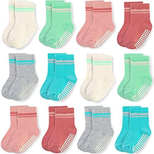 JAKIDAR, 12 комплектов детских носков, хлопковые носки для малышей, детские носки с нескользящей подошвой JAKIDAR