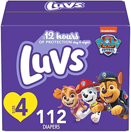 Подгузники Luvs — размер 4, 112 штук, одноразовые детские подгузники Paw Patrol Luvs