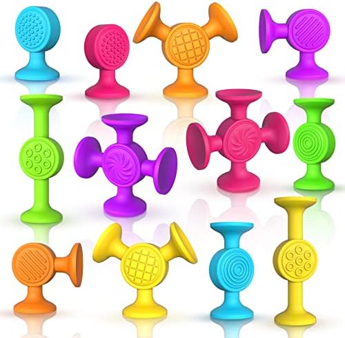 Toddlers Suction Cup Bath Toys: 12 Pcs Sensory Suction Bath Toys for Toddler, Kids Suction Fidget Toys Suction Cup Toys for Windows Travel Gifts Richtim