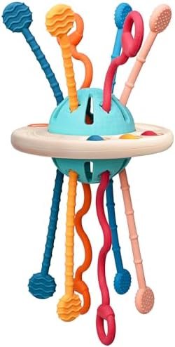 LiKee Монтессори-игрушки для детей от 1 года, сенсорные игрушки для малышей от 1 до 3 лет, силиконовые детские шнурки для прорезывания зубов, дорожная игрушка для детей от 18 месяцев, подарок для детского душа Детское автокресло для кормления (яркие цвета) LiKee