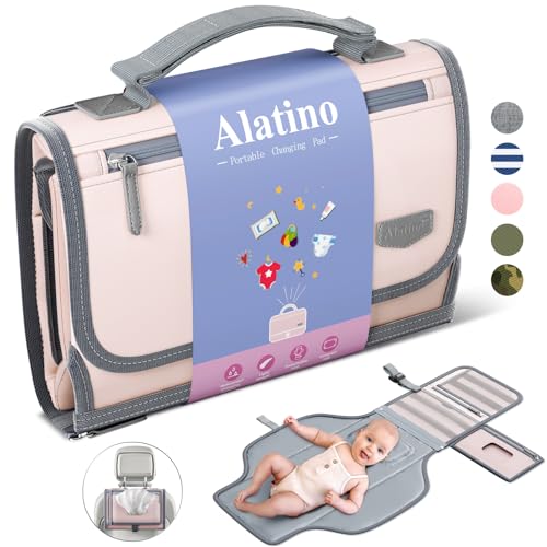 Портативная пеленальная пеленка для ребенка, съемная дорожная пеленальная пеленалка с карманом для детских салфеток, подарки для детского душа, новорожденных девочек и мальчиков (розовый) Alatino