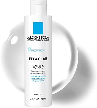 La Roche-Posay Effaclar Clarifying Solution Тоник от прыщей с салициловой и гликолевой кислотами, тоник для жирной кожи, сужающий поры, нежный эксфолиант для очистки пор и удаления омертвевших клеток кожи NO_BRAND
