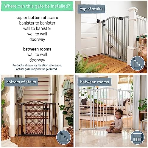 Summer Infant Multi-Use Decorative Extra Tall Safety Pet and Baby Gate, 28.5'-48' Wide, 36' Tall,Pressure or Hardware Mounted,Install on Wall or Banister in Doorway or Stairway,Auto Close Door-Bronze Summer Infant