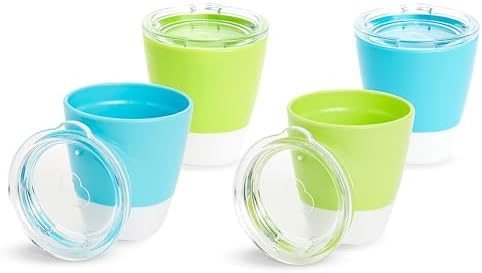 Munchkin® Splash™ Open Toddler Cups with Training Lids, 7 Ounce, 4 Pack, Blue/Green Munchkin