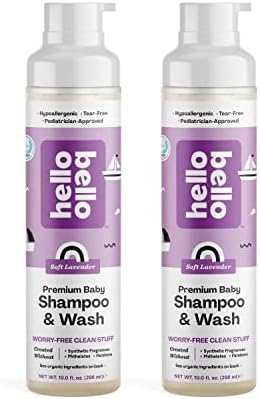 Hello Bello Shampoo & Body Wash - Gentle Hypoallergenic Tear-Free Formula for Babies and Kids - Vegan and Cruelty-Free - Soft Lavender Scented - 10 FL Oz Hello Bello