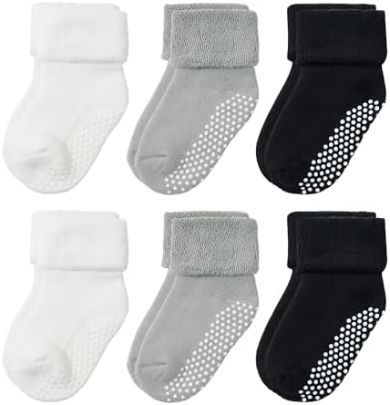 VWU Детские носки до щиколотки с ручками унисекс, теплые толстые хлопковые зимние носки для детей от 0 до 10 лет, упаковка 6/8 VWU