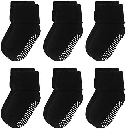 VWU Детские носки до щиколотки с ручками унисекс, теплые толстые хлопковые зимние носки для детей от 0 до 10 лет, упаковка 6/8 VWU