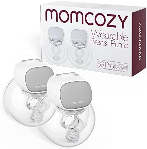 Momcozy Hands Free Breast Pump S9 Pro Updated, Wearable Breast Pump of Longer Battery Life & LED Display, Double Portable Electric Breast Pump with 2 Modes & 9 Levels - 24mm, 2 Pack Gray Momcozy