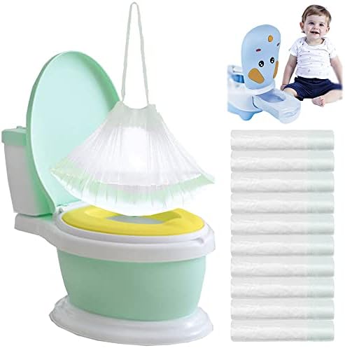 200 Pack Portable Potty Chair Liners with Drawstring,Disposable Training Toilet Seat Potty Bags for Kids Toddler Pet Outdoors(17.3x9.4 inch) Anyumocz