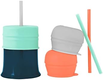 Силиконовые крышки и соломинки для чашек-поильник Boon Snug — в комплект входят 3 крышки и 3 соломинки — превращайте любые детские чашки или чашки для малышей в соломенные чашки-поилки — принадлежности для кормления малышей и предметы первой необходимости в путешествии — зеленый цвет Boon