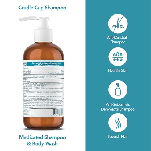 Happy Cappy Dr. Eddie’s Medicated Shampoo for Children, Treats Dandruff & Seborrheic Dermatitis, No Fragrance, Stops Flakes and Redness on Sensitive Scalps and Skin, Cradle Cap Brush Not Needed, 8 Oz Happy Cappy