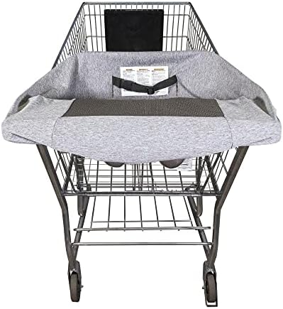 Boppy Compact Shopping Cart Cover, Antibacterial Treated, Gray Heathered with Storage Pouch, Easy-on Stretch Fabric for Single and Wide Shopping Carts, Highchairs and Playground Swings, 6-48 Months Boppy