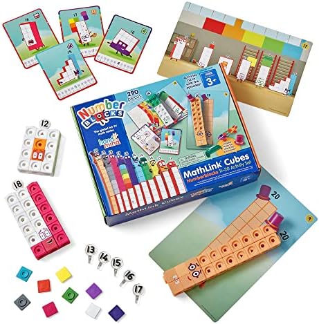 Hand2mind Numberblocks MathLink Cubes 11–20 Набор занятий, 30 числовых блоков с заданиями, связанными с телевизионными эпизодами, 155 NumberBlocks MathLink Cubes, игрушки с цифровыми блоками, математические кубики, принадлежности для домашнего обучения Hand2mind