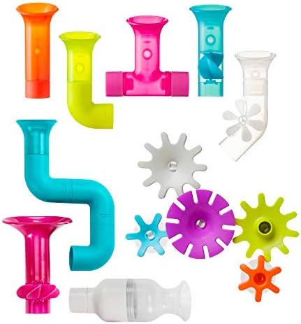 Boon BUNDLE Building Toddler Bath Tub Toy with Pipes, Cogs and Tubes for Kids Aged 12 Months and Up, Multicolor (Pack of 13) Boon