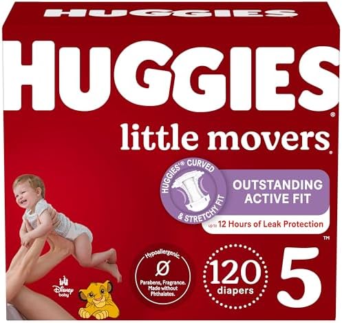 Подгузники Huggies, размер 5, детские подгузники Little Movers, размер 5 (более 27 фунтов), 120 штук (2 упаковки по 60 штук), упаковка может отличаться Huggies