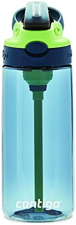 Детская очищаемая бутылка для воды Contigo Aubrey с силиконовой трубочкой и защитой от проливания крышкой, можно мыть в посудомоечной машине, 2 упаковки по 20 унций, голубая малина/холодный лайм и черника/можжевельник Contigo