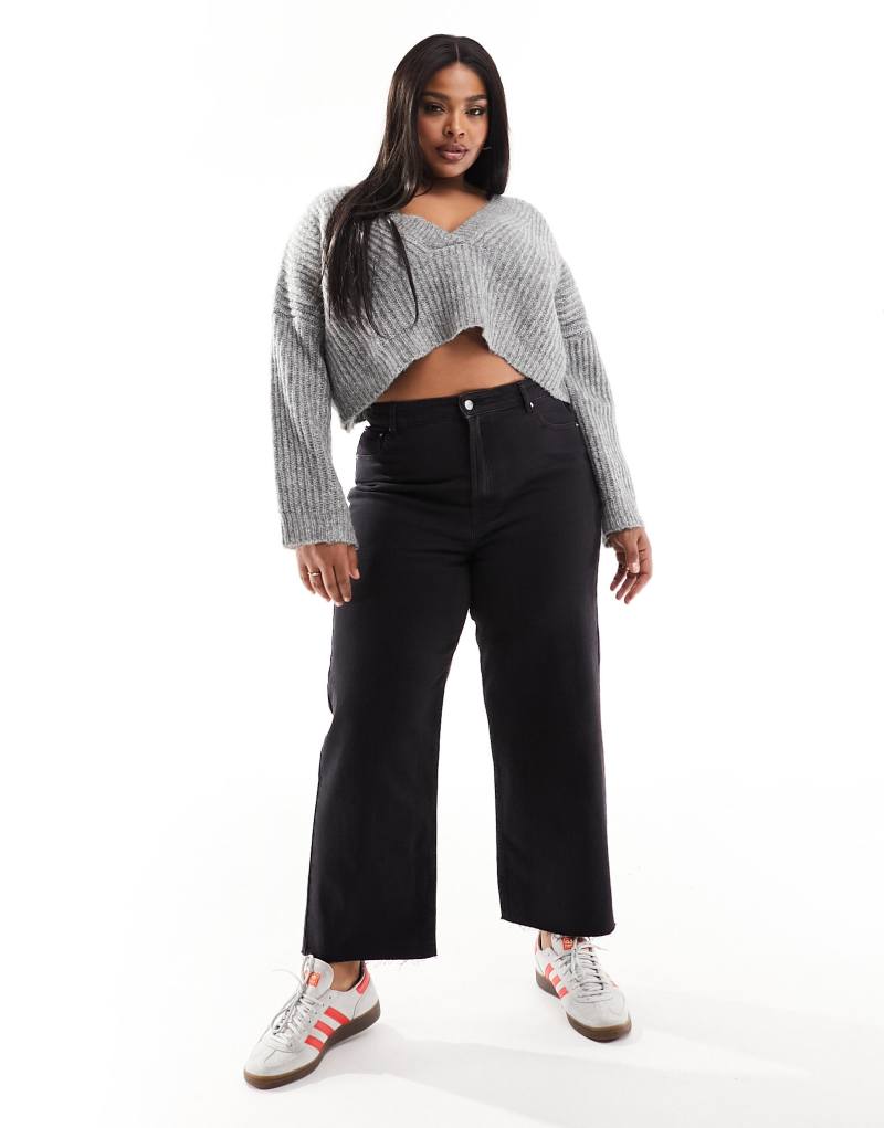 Женские Джинсы ASOS Curve укороченные прямые черные ASOS Curve