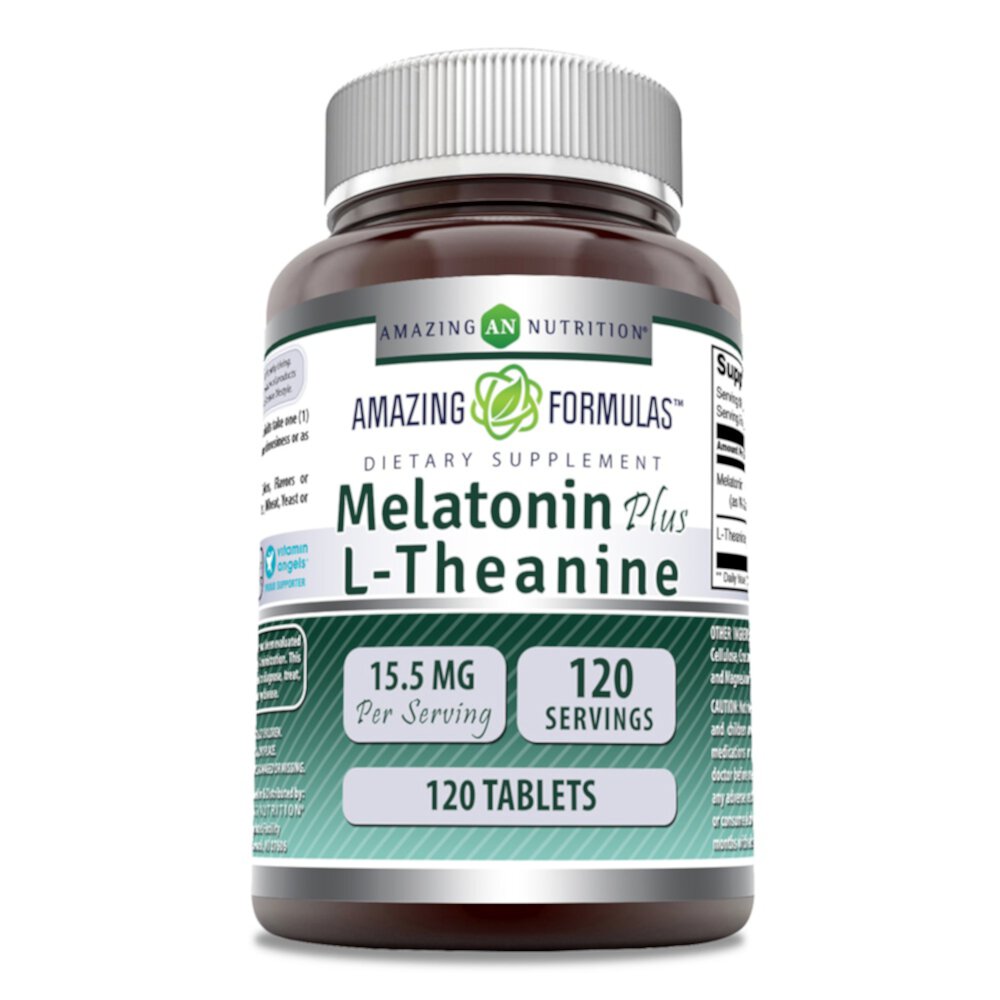 Melatonin Plus L-Theanine -- 15.5 mg - 120 Tablets (Таблетки) Amazing Nutrition