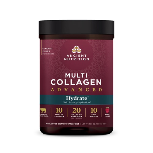 Multi Collagen Advanced Powder (Порошок) - Hydrate Berry -- 30 Servings (Порции) Ancient Nutrition