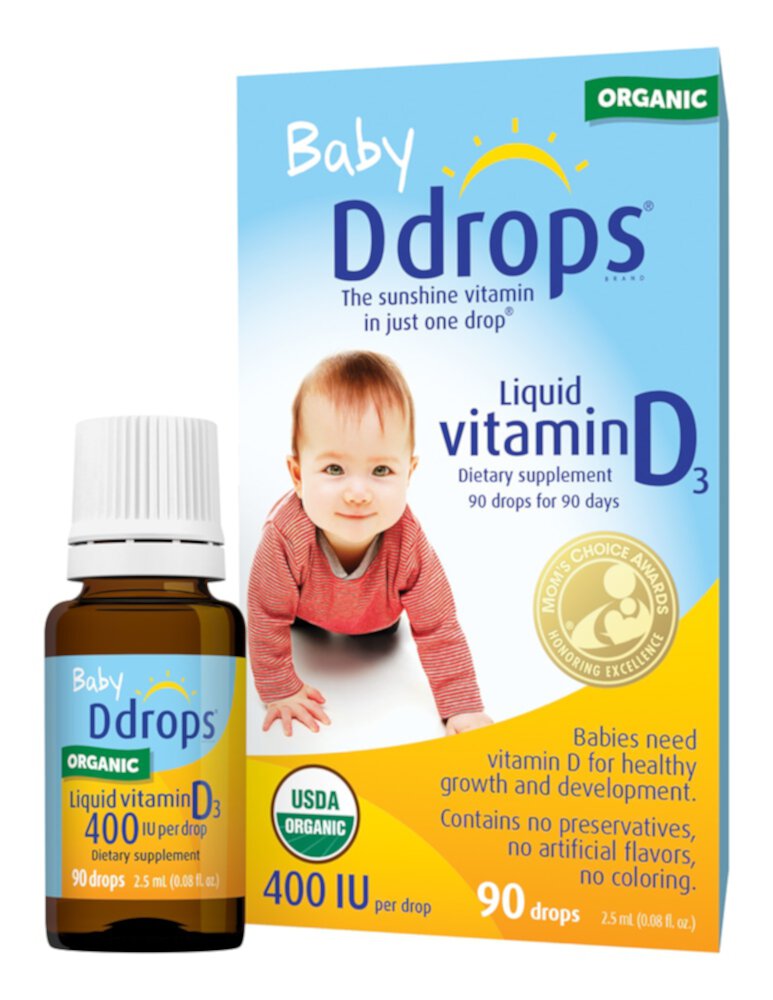 Baby Organic Liquid (Жидкость) Vitamin D3 -- 400 IU - 0.08 fl oz (Жидкие унции) D Drops