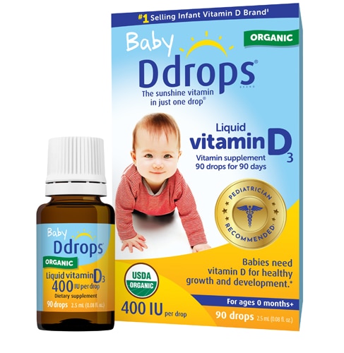 Baby Organic Liquid (Жидкость) Vitamin D3 -- 400 IU - 0.08 fl oz (Жидкие унции) D Drops