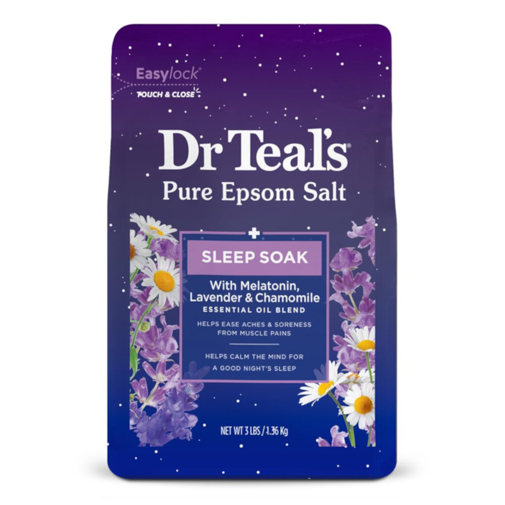 Pure Epsom Salt Soaking Solution - Melatonin Sleep Soak Lavender Chamomile -- 3 lbs Dr Teal's