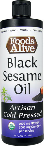 Organic Black Sesame Seed Oil Artisan Cold-Pressed -- 16 fl oz Foods Alive