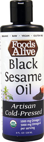 Organic Black Sesame Seed Oil Artisan Cold-Pressed -- 8 fl oz Foods Alive