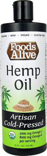 Organic Hemp Oil Artisan Cold Pressed -- 16 fl oz Foods Alive