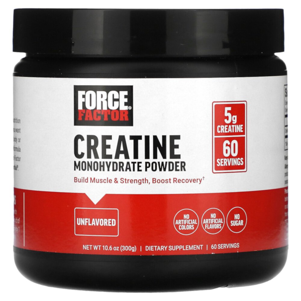 Creatine Monohydrate Powder (Порошок) Unflavored (Без вкуса) -- 5 g - 60 Servings (Порции) Force Factor