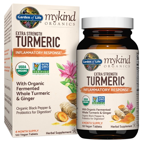 mykind Organics Extra Strength Turmeric Inflammatory Response -- 120 Vegan Tablets (Таблетки) Garden of Life