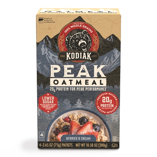 Peak Oatmeal Packets Lower Sugar 20 g Protein Berries & Cream -- 4 Packs Kodiak Cakes