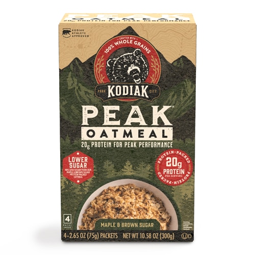 Peak Oatmeal Packets Lower Sugar 20 g Protein Maple Brown Sugar -- 4 Packs Kodiak Cakes