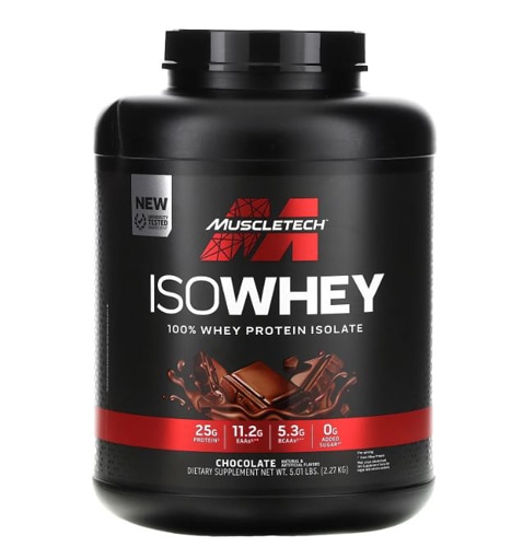 Iso Whey Шоколад 2268 г – 25 г белка, 11 г необходимых аминокислот, 0 г добавленного сахара Muscletech