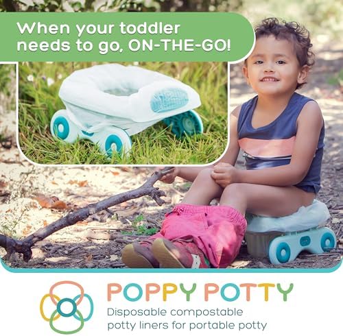 Logie & Gray Potty Liners for Portable Potty 60 Count – Universal Fit, Leak-Proof, US BPI & Europe OK Compost Certified Portable Potty Bags for Portable Toilet – Disposable Potty Liners for Toddlers LOGIE & GRAY