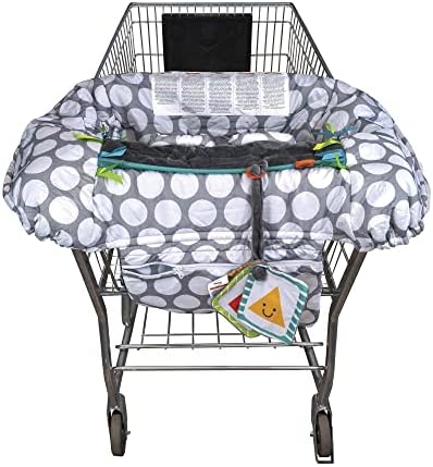 Boppy Preferred Shopping Cart and High Chair Cover with Storage Pouch, Gray Jumbo Dots with Changeable SlideLine Toy, Plush Minky Seat, 2-point Safety Belt, Wipeable and Machine Washable, 6-48 months Boppy