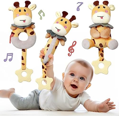Детские погремушки TUMAMA 0-6 месяцев, 3 шт., игрушки для маленьких мальчиков, погремушки для детей 0-6 месяцев, супер мягкие плюшевые погремушки, сенсорные игрушки для подарка новорожденному TUMAMA