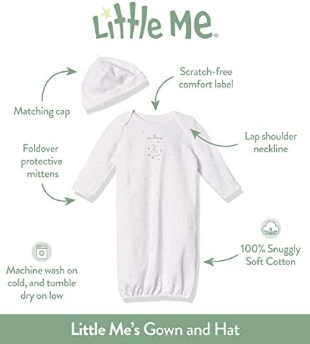 Little Me Baby Girls' 2-piece Nightgown and Cap Set Little Me