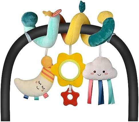 Car Seat Toys Infant Toys 0-3 Months Newborn Toys, Stroller Toys Baby Toys 0-3 Months, Baby Toys 0-6 Months for Crib Mobile Bassinet with Rattles Jingle Mirror Teether for 0 3 6 9 12 Boys Girls Babies XIXILAND