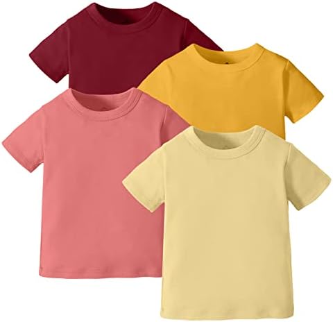 OPAWO унисекс детская футболка с круглым вырезом 4 шт. однотонные футболки с короткими рукавами для малышей для мальчиков и девочек от 6 месяцев до 5 лет OPAWO