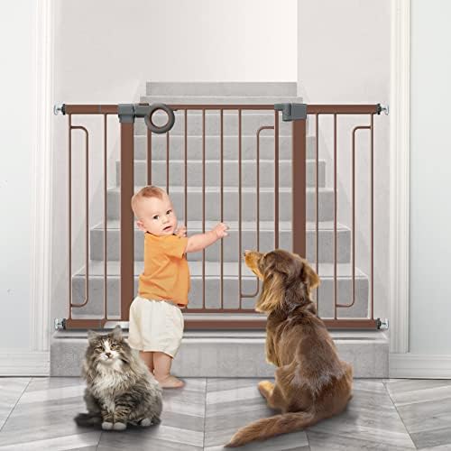 Yacul Baby Gate with Door, 29.3"-51.5" Extra Wide Pressure Mounted Dog Gates for Stairs Doorway, Wide Walk Thru Openings 22.5", Height 30", Black Yacul