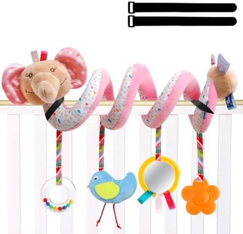 Baby Car Seat Toys Activity Stroller Toy for Boys Girls 0 3 6 9 10 12 Months, Spiral Hanging Plush Toys, New Year Thank You Gift GKDOMS