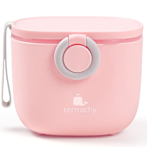 Дозатор для детского питания Termichy, портативный контейнер для дозирования сухого молока с ручкой для переноски и ложкой для путешествий на свежем воздухе с младенцем, 8,8 унций, 0,55 фунта, 250 г (розовый) Termichy