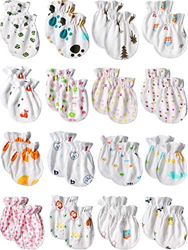 Newborn Baby Mittens No Scratch Baby Gloves Unisex Baby Gloves for 0-6 Months Baby Boys Girls (17 Pairs) Syhood