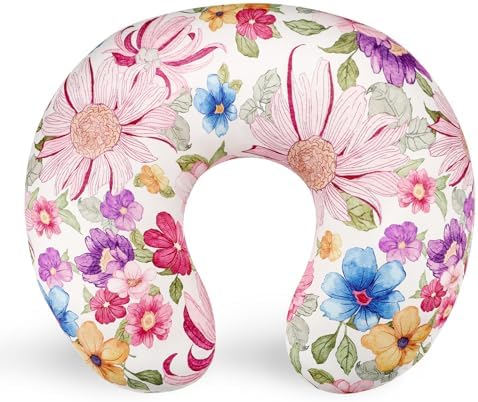 Nursing Pillow Cover for Boys and Girls, Breastfeeding Pillow Case for Newborn, Soft Baby Breastfeeding Pillow Slipcover, Fit for Standard Infant Nursing Pillows, Colourful Flowers DAYEEBALL