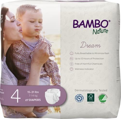 Bambo Nature Premium Baby Diapers (SIZES 0 TO 6 AVAILABLE), Size 4, 162 Count Bambo Nature