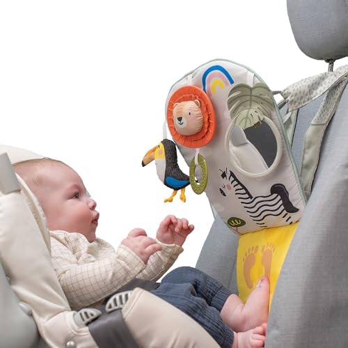 Игрушечный автомобильный центр для путешествий, детское автокресло, игрушки для детей 0-6 месяцев, арка с зеркалом, погремушкой, прорезывателем, подвесная игрушка для младенцев 0-6-12 месяцев, сенсорный подарок 3, 6, 12 месяцев, мальчики и девочки Taf Toys