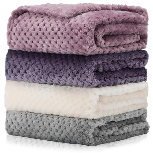 4 Pcs Baby Fuzzy Blanket Fluffy Baby Blanket for Boys and Girls Soft Warm Baby Receiving Blankets Fleece Nursery Bed Blanket Toddler Infant Newborn Flannel Receiving Blanket (Vintage Color) Frienda