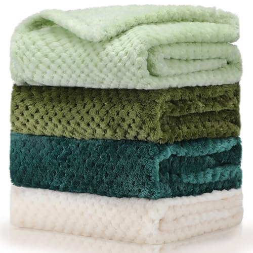 4 Pcs Baby Fuzzy Blanket Fluffy Baby Blanket for Boys and Girls Soft Warm Baby Receiving Blankets Fleece Nursery Bed Blanket Toddler Infant Newborn Flannel Receiving Blanket (Vintage Color) Frienda